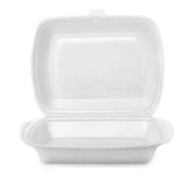 Open empty foam food container Stock Photos