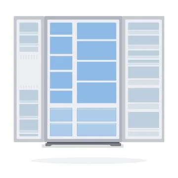 Open empty fridge flat isolated Illustrazione stock