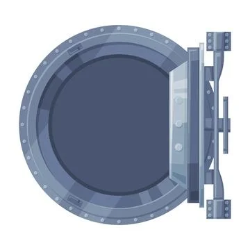 Open Empty Metal Safe or Strongbox for Securing Valuable Object Vector Stock Illustration