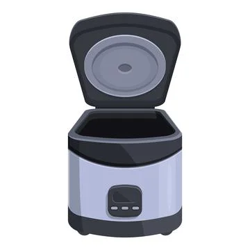 Open empty modern electric rice cooker with digital timer display Stock Illustration