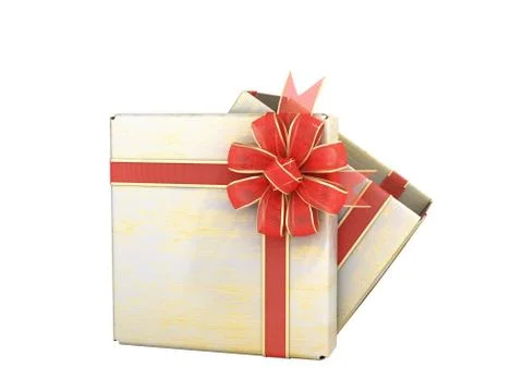 Open empty new year Gift Boxe 3d render on white no shadow 스톡 일러스트