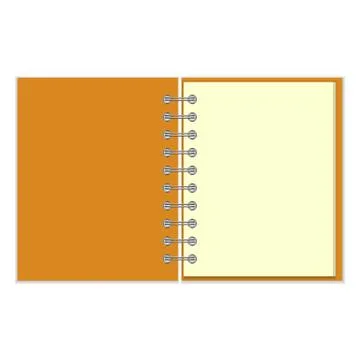 Open empty notebook with orange cover Illustrazione stock