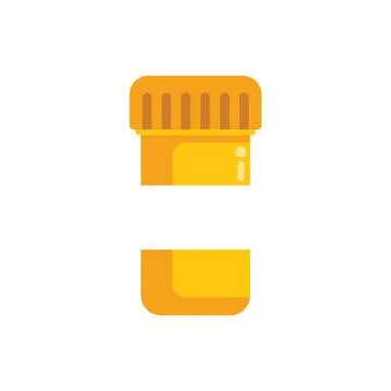 Open empty orange pill bottle lying open on white background Stock Illustration