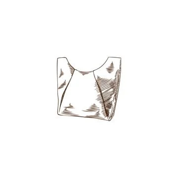 Open empty paper bag for chips and snacks vector engraved sketch, hand drawn Stock Illustration