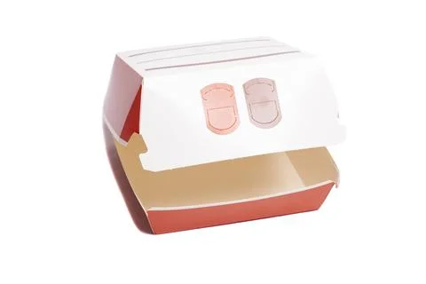 Open empty paper burger box isolated on white Stock-Fotos