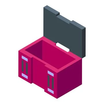 Open empty pink container with grey lid isometric view 스톡 일러스트