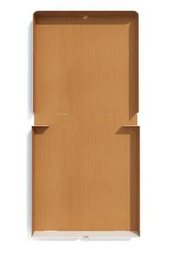 Open empty pizza box view top isolated on white. 3d rendering 스톡 일러스트