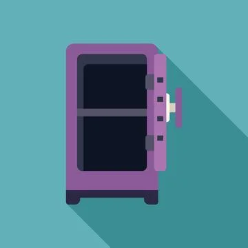 Open empty purple safe deposit box with combination lock wheel and shelves イラスト素材
