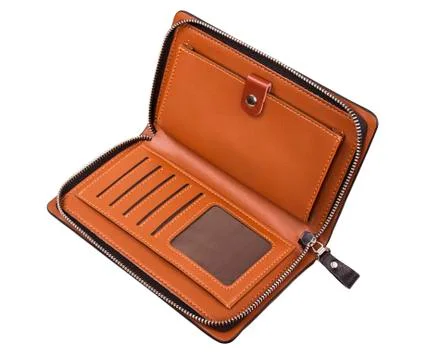 Open an empty purse on isolate background Stock Photos