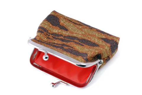 Open empty purse isolated Stock Photos