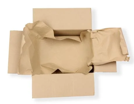 Open empty rectangular brown cardboard box for transportation and packaging o Stockfoto's