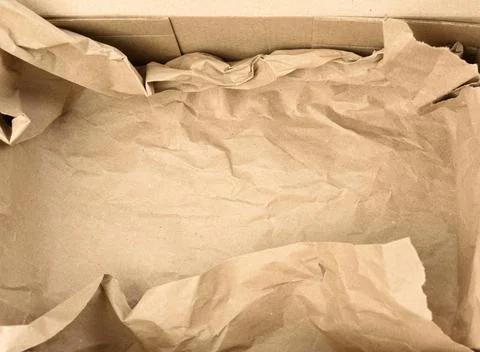 Open empty rectangular brown cardboard box for transportation and packagin... Stockfoto's