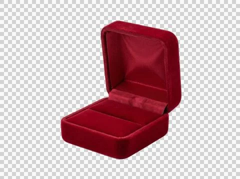Open empty red velvet ring box isolated on transparent background for jewel.. 库存插图