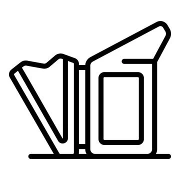 Open empty retro photo camera case protecting lens and displaying hinge Illustrazione stock