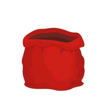 Open empty sack Santa Claus. Red big bag for gifts. Christmas and new year ho Stock Illustration