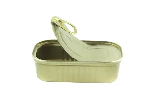 Open empty sardine can Stock Photos