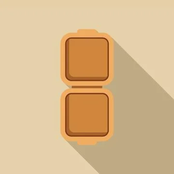 Open empty square food box container packaging flat icon design Stock Illustration