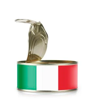 Open an empty tin can flagged italia Stock Photos
