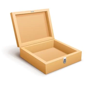 Open empty wooden box isolated vector Stock Illustration