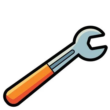 Open End Wrench Hand Tool Flat Vector Icon for Repair Stock Illustration