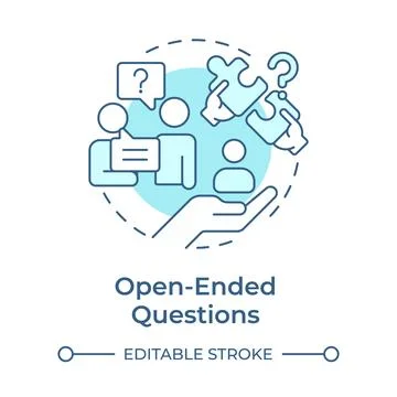 Open-ended questions soft blue concept icon Stock Illustration