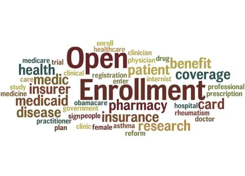 Open Enrollment, word cloud concept Stock Illustration