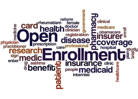 Open Enrollment, word cloud concept Stock Illustration