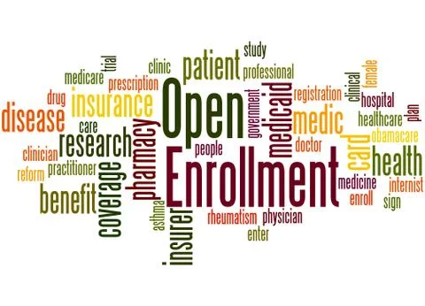 Open Enrollment, word cloud concept Stock Illustration