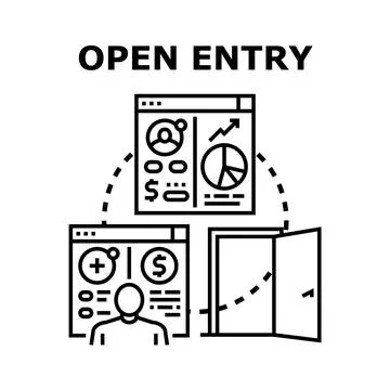 Open entry accessing business information data analytics Stock Illustration