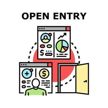 Open entry accessing business information data analytics Stock Illustration