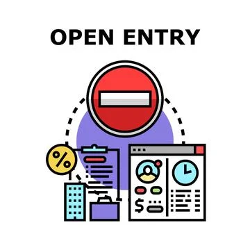 Open entry concept with restricted access illustration Illustrazione stock