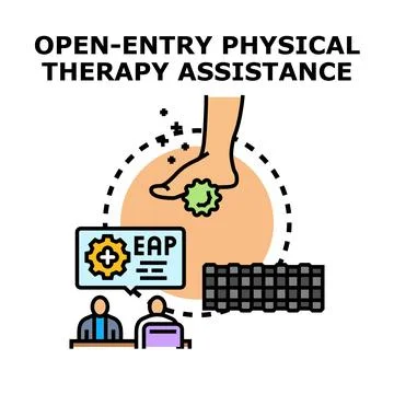 Open entry physical therapy assistance concept vector Stock Illustration