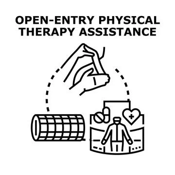 Open entry physical therapy assistance healthcare concept Illustrazione stock