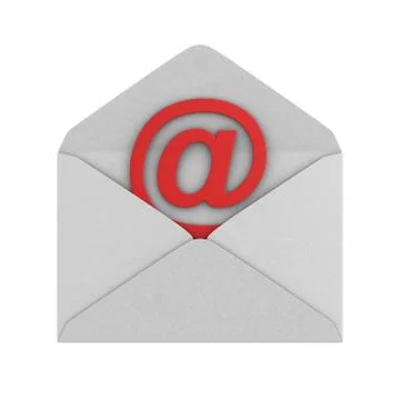 Open envelope and symbol email on white background. Isolated 3D illustration Stock-Illustration