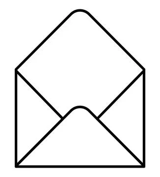 Open envelope, black and white vector illustration, isolated on white Stock Illustration