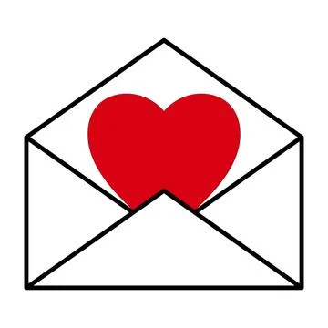 Open envelope with centered red heart symbolizing emotional correspondence Illustrazione stock