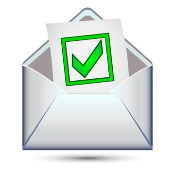 Open envelope with a check mark symbol. Stock-Illustration