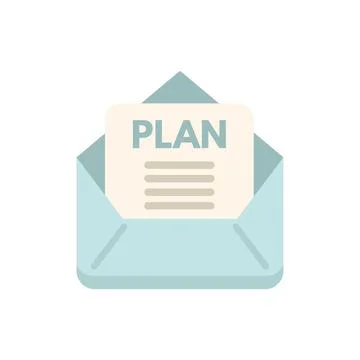 Open envelope containing business plan document icon Stock Illustration