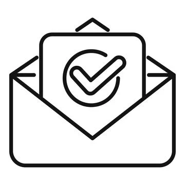 Open envelope containing document with verification symbol Stock Illustration