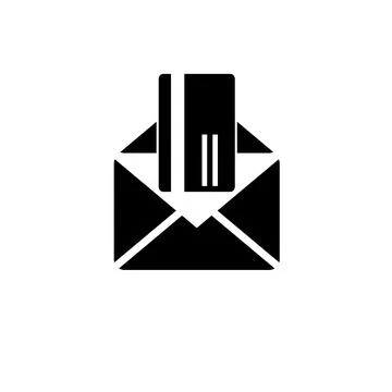 Open Envelope with Credit Card Solid Flat Vector Icon Isolated on White Bac.. Stock Illustration