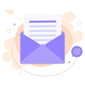 Open envelope with a document. New letter. Email marketing. Mail flat icon Stock Illustration