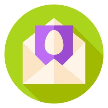Open Envelope with Easter Egg Postcard Circle Icon Stock Illustration