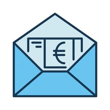 Open Envelope with Euro Cash vector EU Finance concept colored icon Stock Illustration