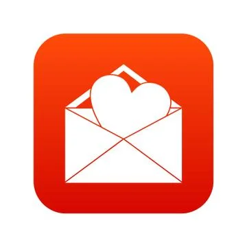 Open envelope with heart icon digital red Stock Illustration