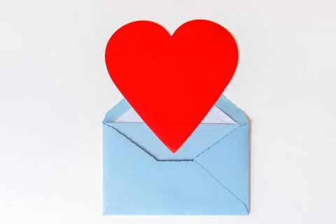 Open envelope with heart on white background Stock Photos