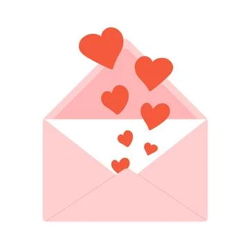 Open envelope with hearts Ilustração Stock