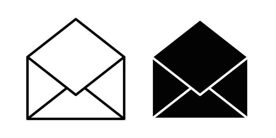 Open envelope icon logo. Outline style icons with flat versions Stock Illustration