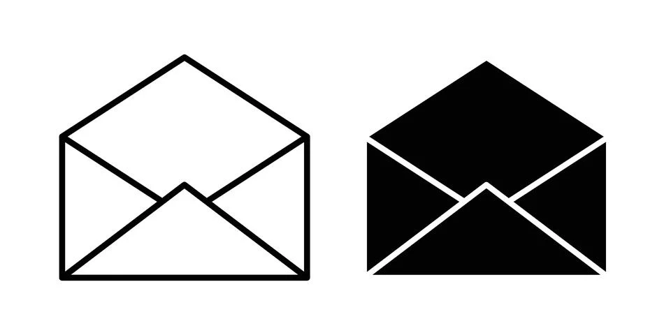 Open envelope icon. Outline, flat icons 스톡 일러스트