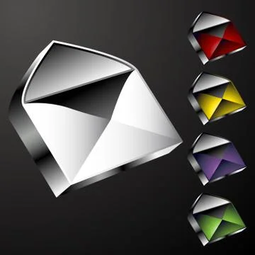Open envelope icon set Stock Illustration
