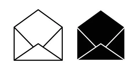 Open envelope icon symbol, outline icons Stock Illustration